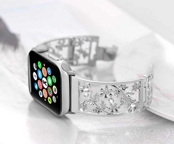Квітковий ремінець з металевого ремінця для Apple Watch