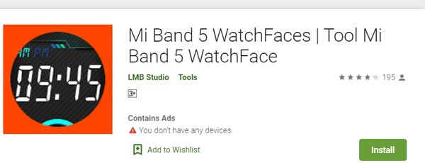 Циферблати Mi Band 5