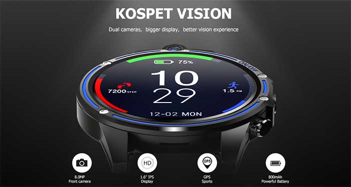 Тут є смарт-годинник Kospet Vision 4G із подвійною камерою