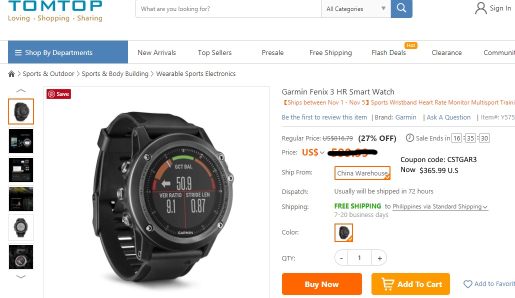 Garmin Fenix ​​3 HR тепер доступний на Tomtop.com